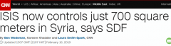 <b>叙利亚民主力量:IS在叙实际控制区仅为700平方米</b>